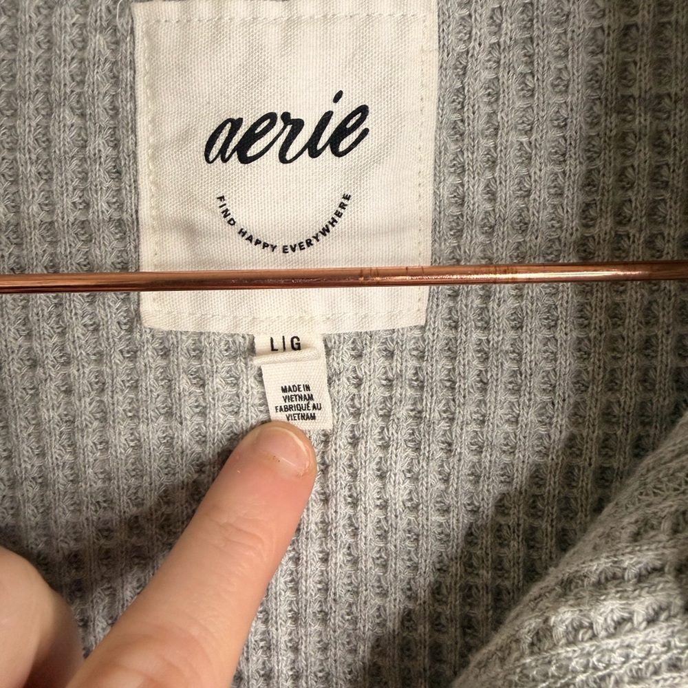 Aerie Light Gray Waffle Knit Top - Picture 4 of 5